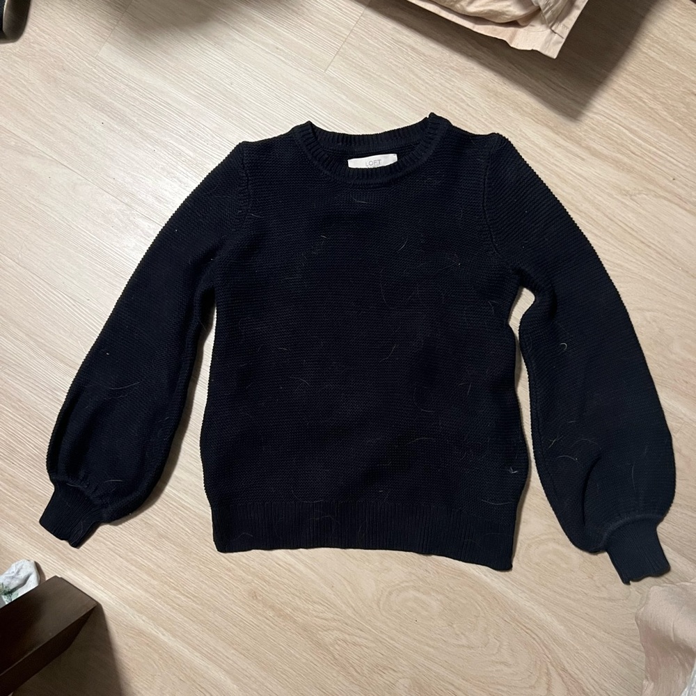 Loft balloon sleeve black sweater